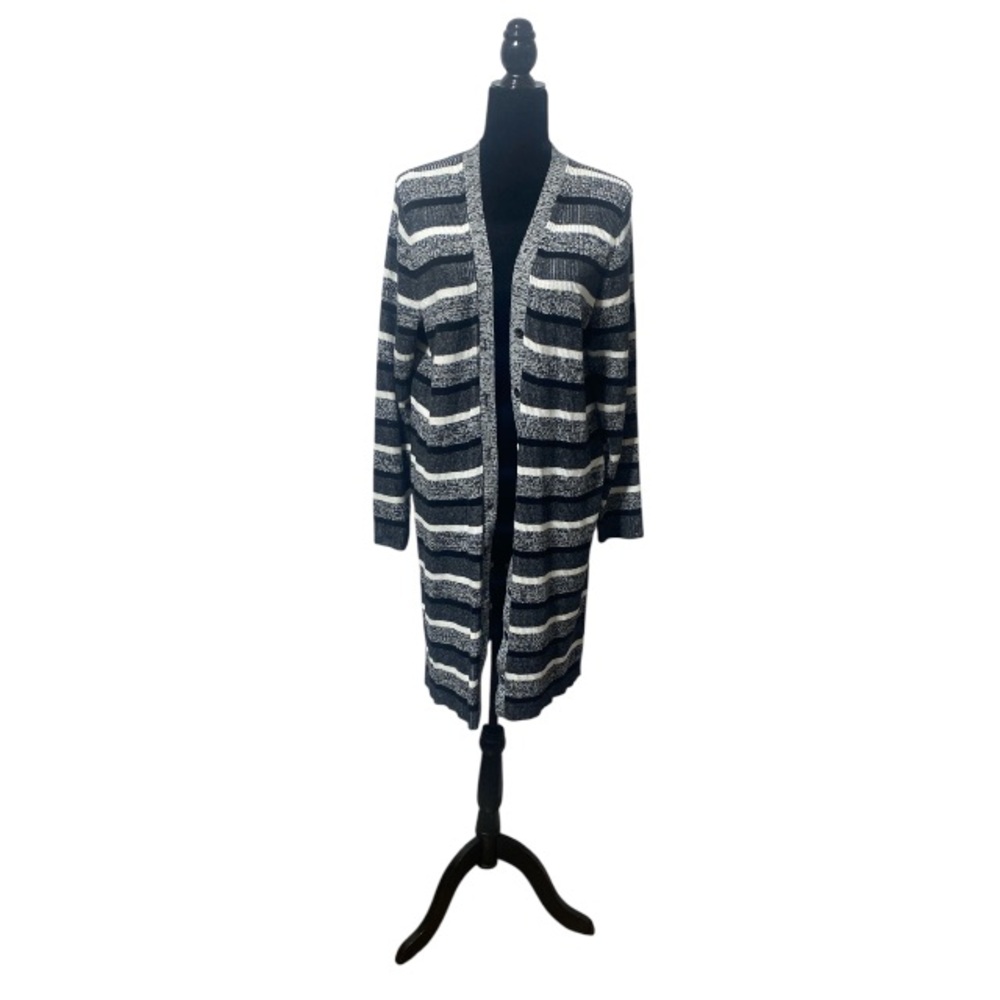 Tommy Hilfiger Navy and White Striped Cardigan